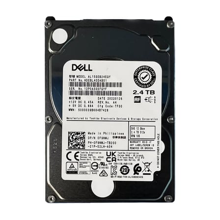 DELL EnterPrise 2.4TB 10K 12G SAS 2.5 inç Server Sunucu Harddisk AL15SEB24EQY HDEBL40DAB51