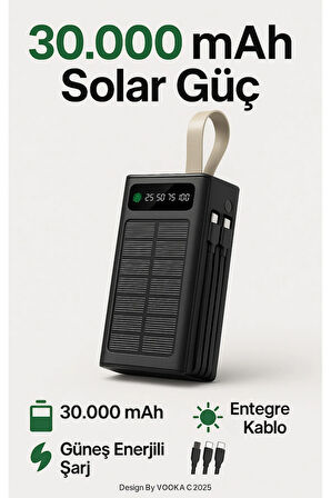 Solar 30.000 Mah 20W Güneş Enerjili Powerbank Usb Çıkışlı Mikro Tycp