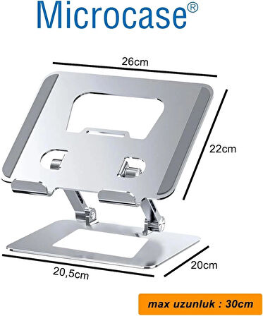 Microcase Metal Laptop Tablet Stand Yükseltici Ergonomik Tasarım Laptop Standı - GÜMÜŞ AL4720