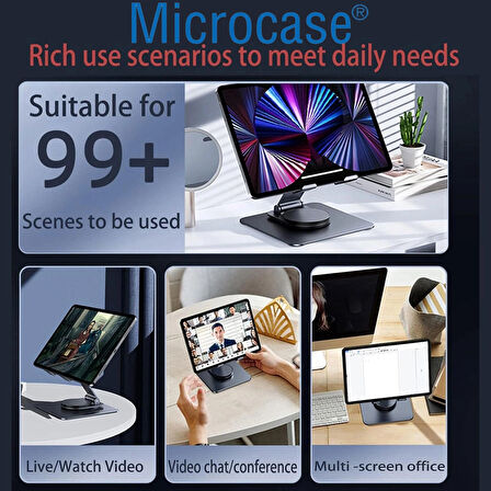 Microcase 360 Derece Dönerli Ayarlanabilir Yükseklik Masaüstü Telefon Tablet Tutucu Metal Stand - AL4721 Gümüş