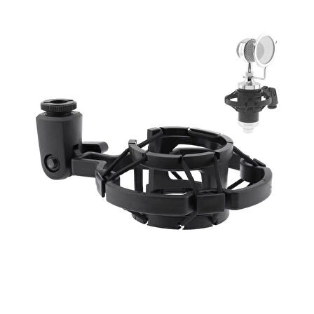 Microcase Yayın Stüdyo için Mikrofon Tutucu Plastik Shock Mount  - SİYAH AL4724