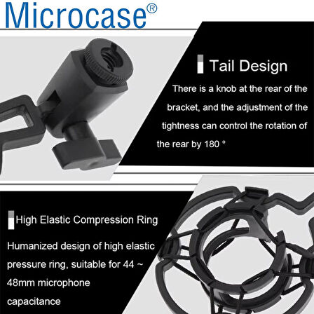 Microcase Yayın Stüdyo için Mikrofon Tutucu Plastik Shock Mount  - SİYAH AL4724