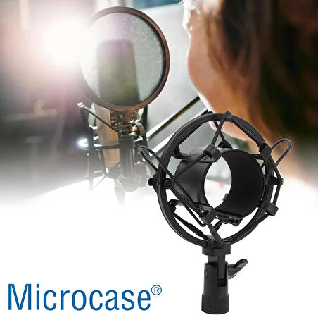 Microcase Yayın Stüdyo için Mikrofon Tutucu Plastik Shock Mount  - SİYAH AL4725