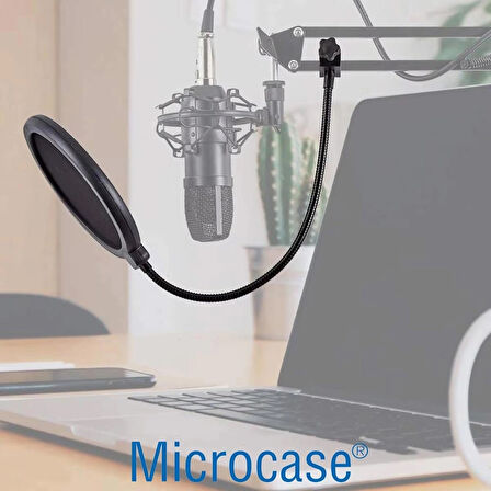 Microcase Profesyonel Ses Emici Masa Tutuculu Hareketli Pop Filtre - SİYAH AL4726