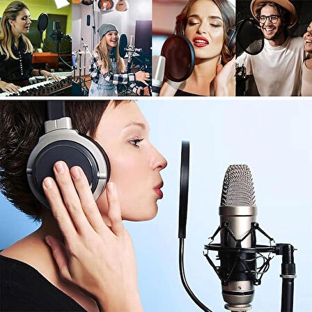 Microcase Profesyonel Ses Emici Masa Tutuculu Hareketli Pop Filtre - SİYAH AL4726