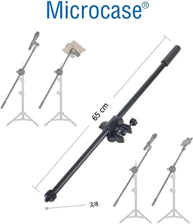 Microcase Stüdyo Mikrofon Standları içi Metal Boom Kolu BoomArm 65 cm 3/8 Vida - SİYAH AL4729