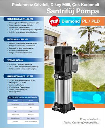 PL12-3 DİK KADEMELİ SANTRİFUJ POMPA 4HP 380W
