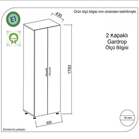 ARYA 2 KAPAKLI DOLAP