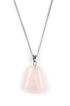 Pembe Kuvars Doğal Taş Kolye