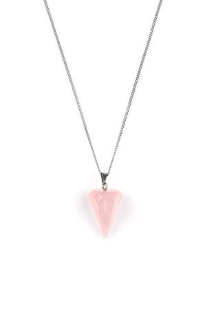 Pembe Kuvars Doğal Taş Kolye
