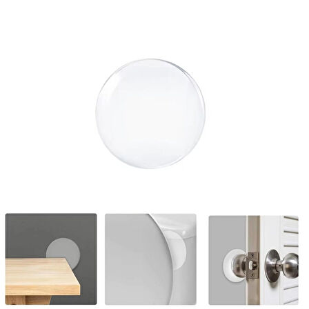 Microcase Darbe Önleyici Yapışkanlı Silikon Kapı Kolu Stoperi Tamponu Yuvarlak Tasarım - ŞEFFAF AL5006 1 Adet