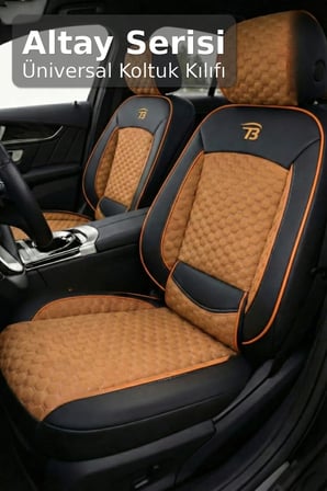 Citroen C4 2020 ve Sonrası Uyumlu Altay Bel Destekli Tay Tüyü Taba Siyah Koltuk Kılıfı