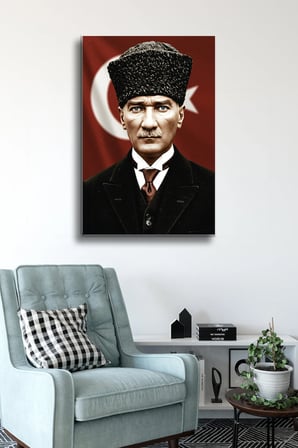 Atatürk Cam Tablo - Portre - Cam Tablo - Duvar Dekoru - Atatürk Portresi - Kaliteli Baskı Ata021
