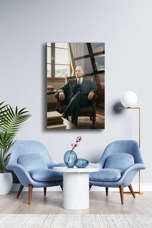 Atatürk Cam Tablo - Portre - Cam Tablo - Duvar Dekoru - Atatürk Portresi - Kaliteli Baskı Ata024