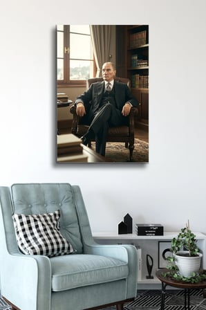 Atatürk Cam Tablo - Portre - Cam Tablo - Duvar Dekoru - Atatürk Portresi - Kaliteli Baskı Ata024
