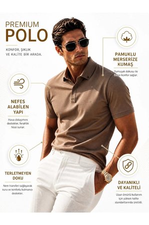 Luxic Core Polo Yaka Tişört Kahverengi Pike Regular XL
