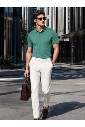 Luxic Core Erkek Yeşil Polo Yaka Tişört Kısa Kollu Pike Regular Fit
