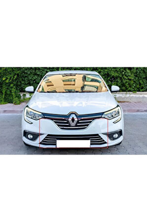 Renault Megane 4 Krom Ön Panjur+Ön Tampon Çıtası Set 2016-2020 Model Arası Uyumlu P.Çelik