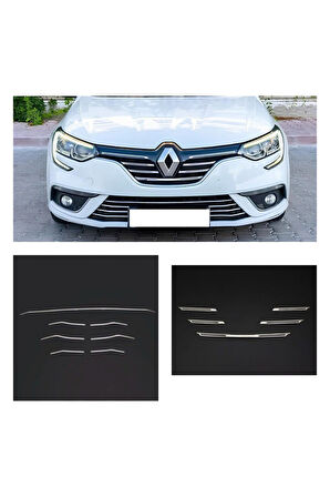 Renault Megane 4 Krom Ön Panjur+Ön Tampon Çıtası Set 2016-2020 Model Arası Uyumlu P.Çelik