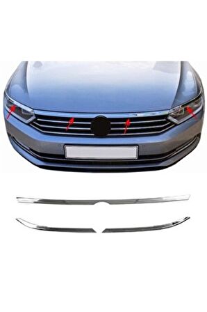 Vw Passat B8 Krom Ön Panjur+ Far Üzeri Çıta 3 Prç. 2015-2019 Arası P.çelik