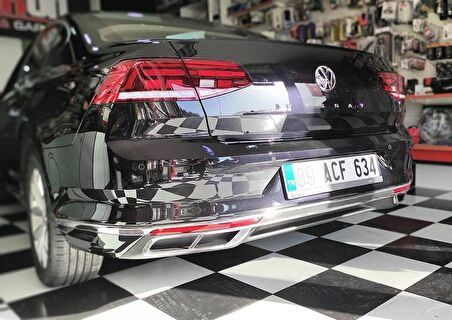 Vw Passat B8.5 Krom Arka Tampon Alt Çıtası 3 Parça 2019 ve Üzeri P.Çelik