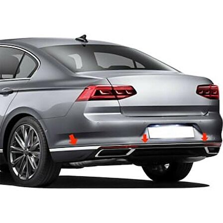 Vw Passat B8.5 Krom Arka Tampon Alt Çıtası 3 Parça 2019 ve Üzeri P.Çelik
