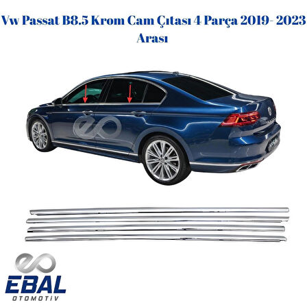 Vw Passat B8.5 Krom Cam Çıtası 4 Parça 2019- 2023 Arası Paslanmaz Çelik