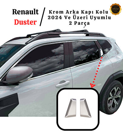 Renault Duster 2024 Üzeri İçin Krom Arka Kapı Kolu 2 Kapı Paslanmaz Çelik