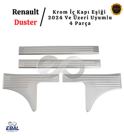 Renault Duster 2024 Üzeri İçin Krom İç Kapı Eşiği 4 Kapı Paslanmaz Çelik