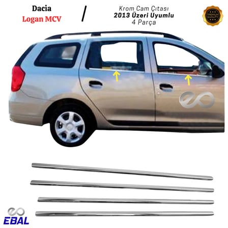 Dacia Logan MCV Krom Cam Çıtası 4 prç. 2013 Üzeri P. Çelik