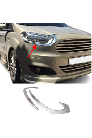 Ford Tourneo Courier 2014> Far Kaşı Krom 2 Parça Uyumlu Paslanmaz Çelik