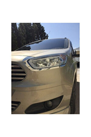 Ford Tourneo Courier 2014> Far Kaşı Krom 2 Parça Uyumlu Paslanmaz Çelik