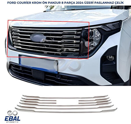 Ford Tourneo Courier Krom Ön Panjur 8 Parça 2024 Üzeri Paslanmaz Çelik