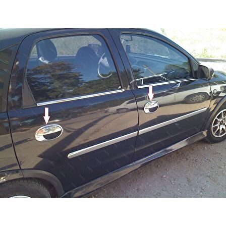 Opel Corsa C Krom Kapı Kolu+Çerçeve 4 Kapı 8 prç 2000-2007 P. Çelik