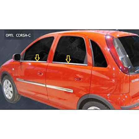 Opel Corsa C Krom Cam Çıtası 4 Prç. 2000-2007 P. Çelik