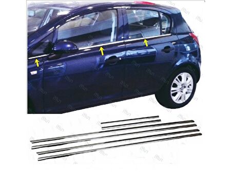 Opel Corsa D Krom Cam Çıtası 6 Parça 2007-2015  Arası  Paslanmaz Çelik