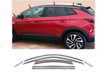 Opel Grandland X Krom Cam Üst Çıtası  8 Prç.2017 ve Üzeri P.Çelik