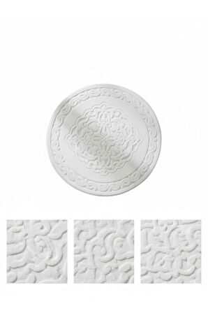 Yuvarlak Pamuk Banyo Paspası Halısı Beyaz 120x120 cm – %100 Pamuk, Yumuşak ve Dekoratif