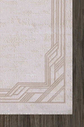 Artemis Halı Alegra 09100C Krem Bej Çizgi Desenli Bambu Halı