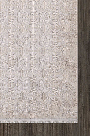 Artemis Halı Alegra 09105A Krem Bej Retro Motifli Bambu Halı