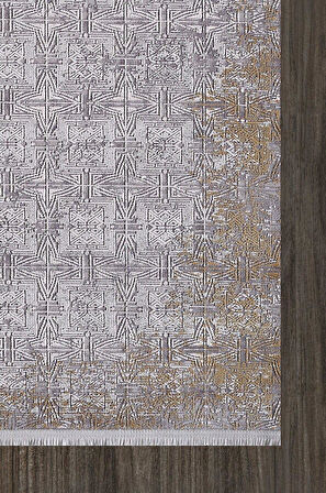Artemis Halı Alegra 09105B Gri Gold Eskitme Desen Bambu Halı