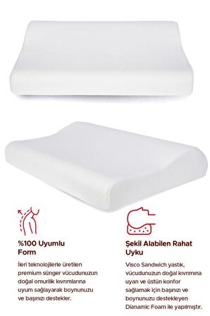 Alfa Home Yüksek Boyun Destekli Ortopedik Yastık Boyun Destekli Visco Yastık 60X40