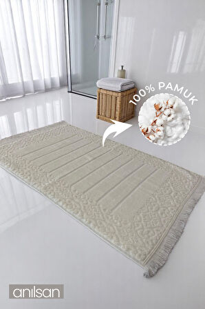 Aflora Ekru Ayak Havlusu - 50x70 Cm, 270 Gr, %100 Pamuk, Spa Ve Otel Banyo Paspası, Günlük Kullanıma Uygun