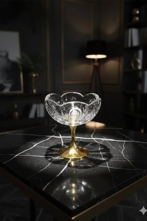 Nerissa Gold Ayaklı Cam Lotus Sunumluk 6’lı Set-Şekerlik Lokumluk Kahve Yanı İkramlık