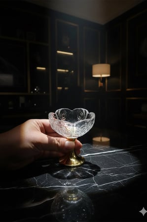 Nerissa Gold Ayaklı Cam Lotus Sunumluk 6’lı Set-Şekerlik Lokumluk Kahve Yanı İkramlık