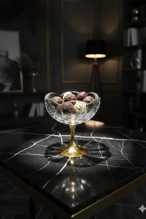 Nerissa Gold Ayaklı Cam Lotus Sunumluk 6’lı Set-Şekerlik Lokumluk Kahve Yanı İkramlık