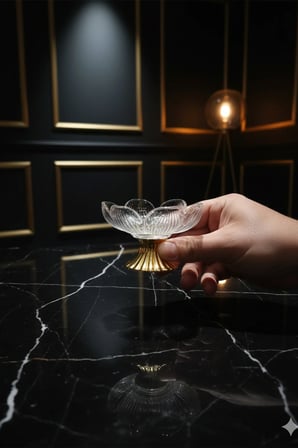 Lotessa Gold Ayaklı Cam Lotus Sunumluk 6’lı Set-Şekerlik Lokumluk Kahve Yanı İkramlık