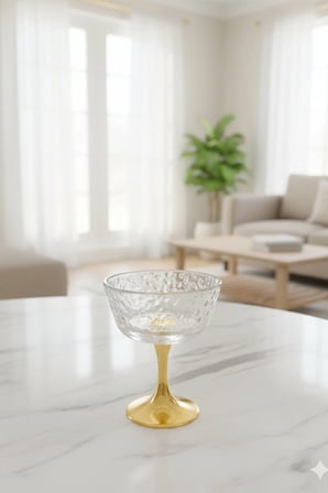 Aurella Gold Ayaklı Cam Sunumluk 6’lı Set-Şekerlik Lokumluk Kahve Yanı İkramlık