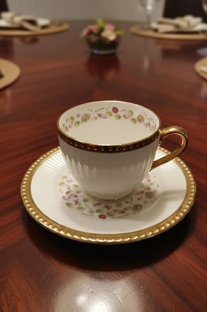 Florena Altın Yaldızlı Kabartmalı Porselen Türk Kahvesi Fincan Takımı 6’lı 90 cc-Pembe/Yeşil