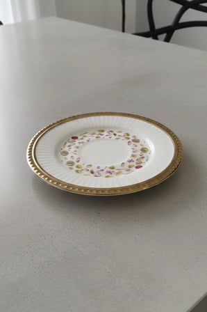Florena Altın Yaldızlı Kabartmalı Porselen Türk Kahvesi Fincan Takımı 6’lı 90 cc-Pembe/Yeşil